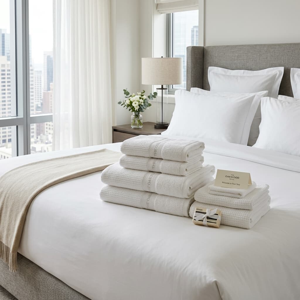 Neat stacked white hospitality laundry
